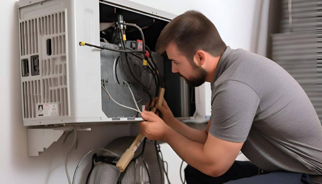 repairing air conditioner unit with heat shrink tubing