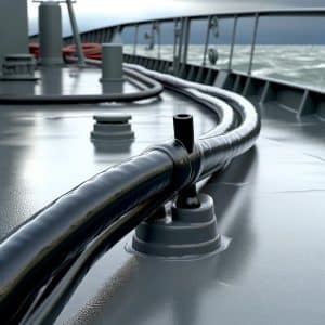 Heat shrink tubing protecting electrical wires in the marine industry